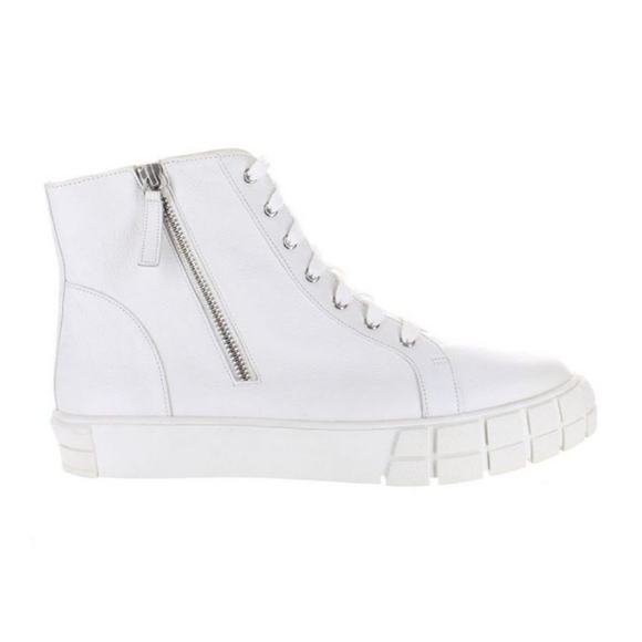 NWT Linea Paolo 'Gio Lo' Genuine Leather High Top Side Zip Sneakers in All White - Picture 3 of 10